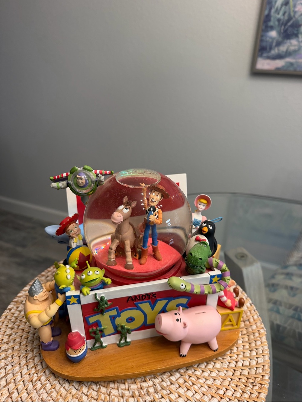 Vintage 1995 Disney Pixar Toy Story Musical Snow Globe Music Box Woody Buzz - Picture 2 of 13